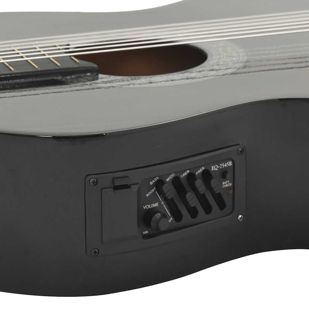 Western klassisk cutaway gitar med equalizer 6 strenger svart