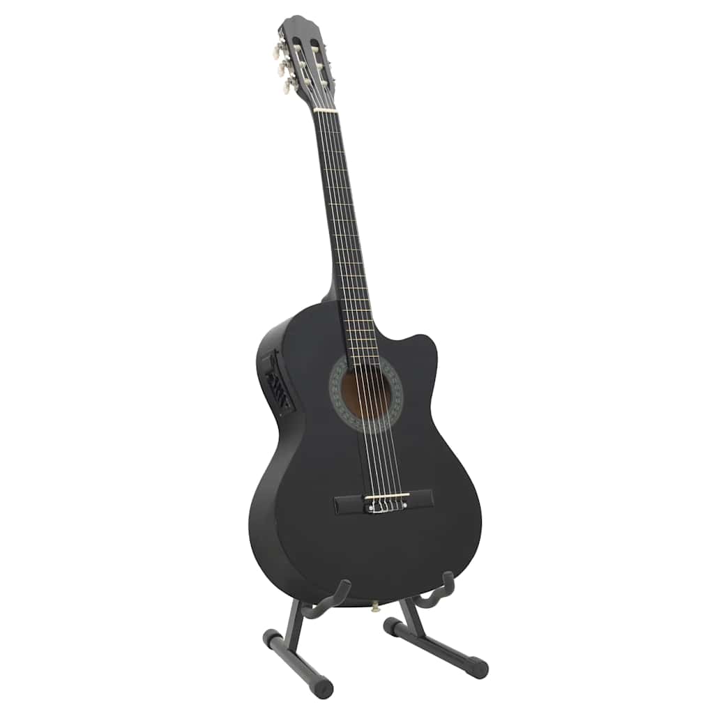 Western gitarsett 12 deler med equalizer og 6 strenger svart