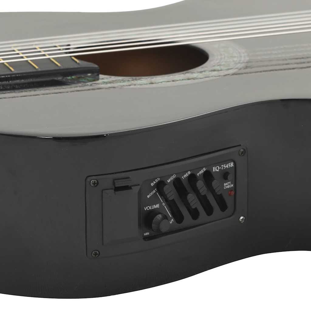 Western gitarsett 12 deler med equalizer og 6 strenger svart