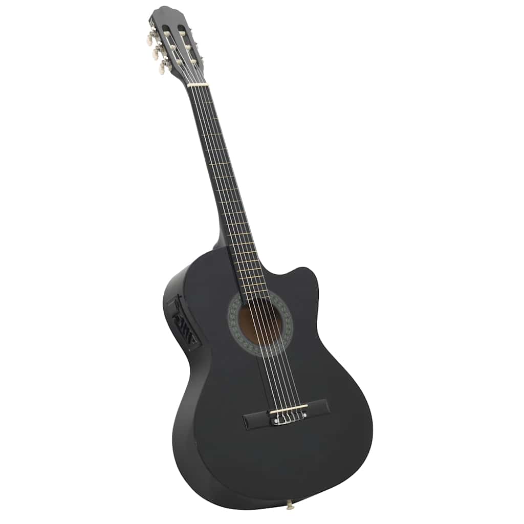 Western gitarsett 12 deler med equalizer og 6 strenger svart