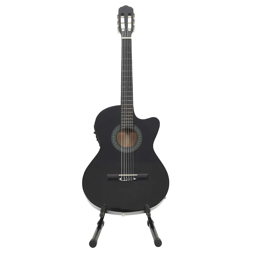 Western gitarsett 12 deler med equalizer og 6 strenger svart