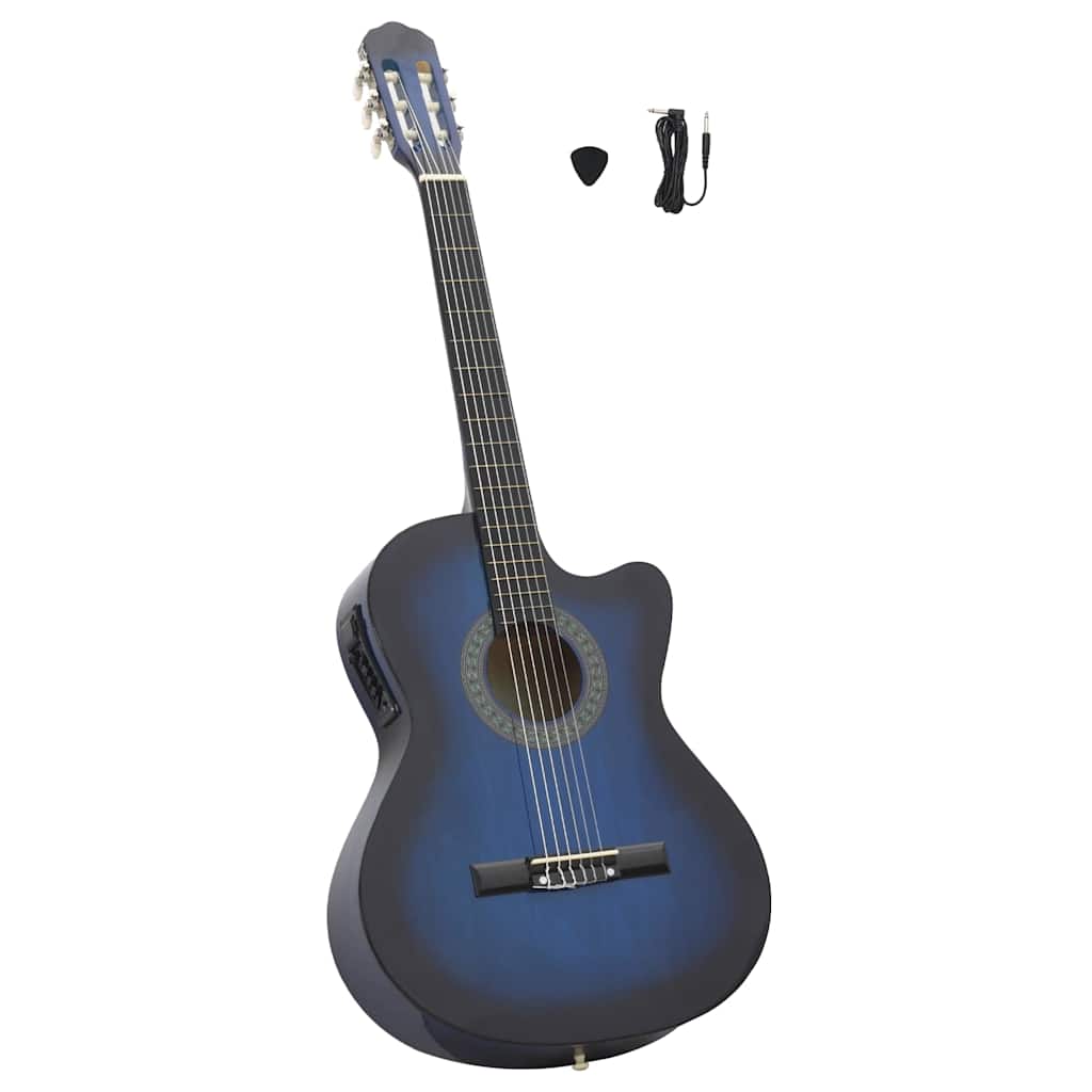 Western klassisk cutaway gitar med equalizer 6 strenger blå