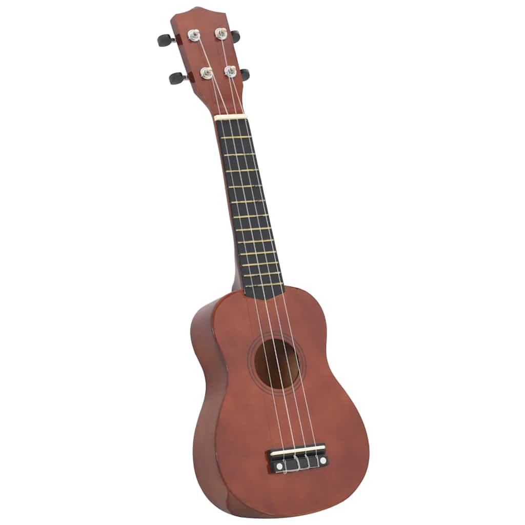 Sopran-ukulele sett med veske for barn mørkt tre 23"