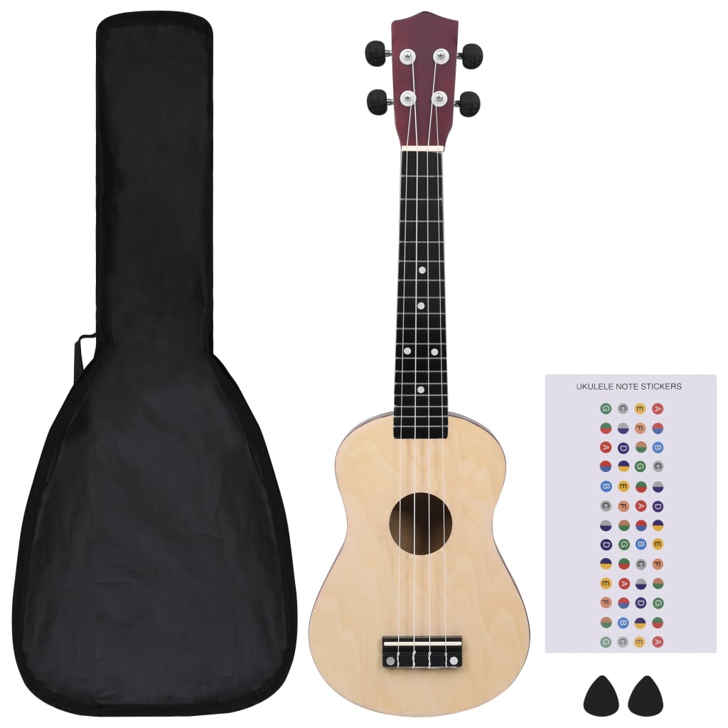 Sopran-ukulele sett med veske for barn lyst tre 23"