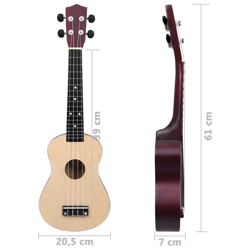 Sopran-ukulele sett med veske for barn lyst tre 23"