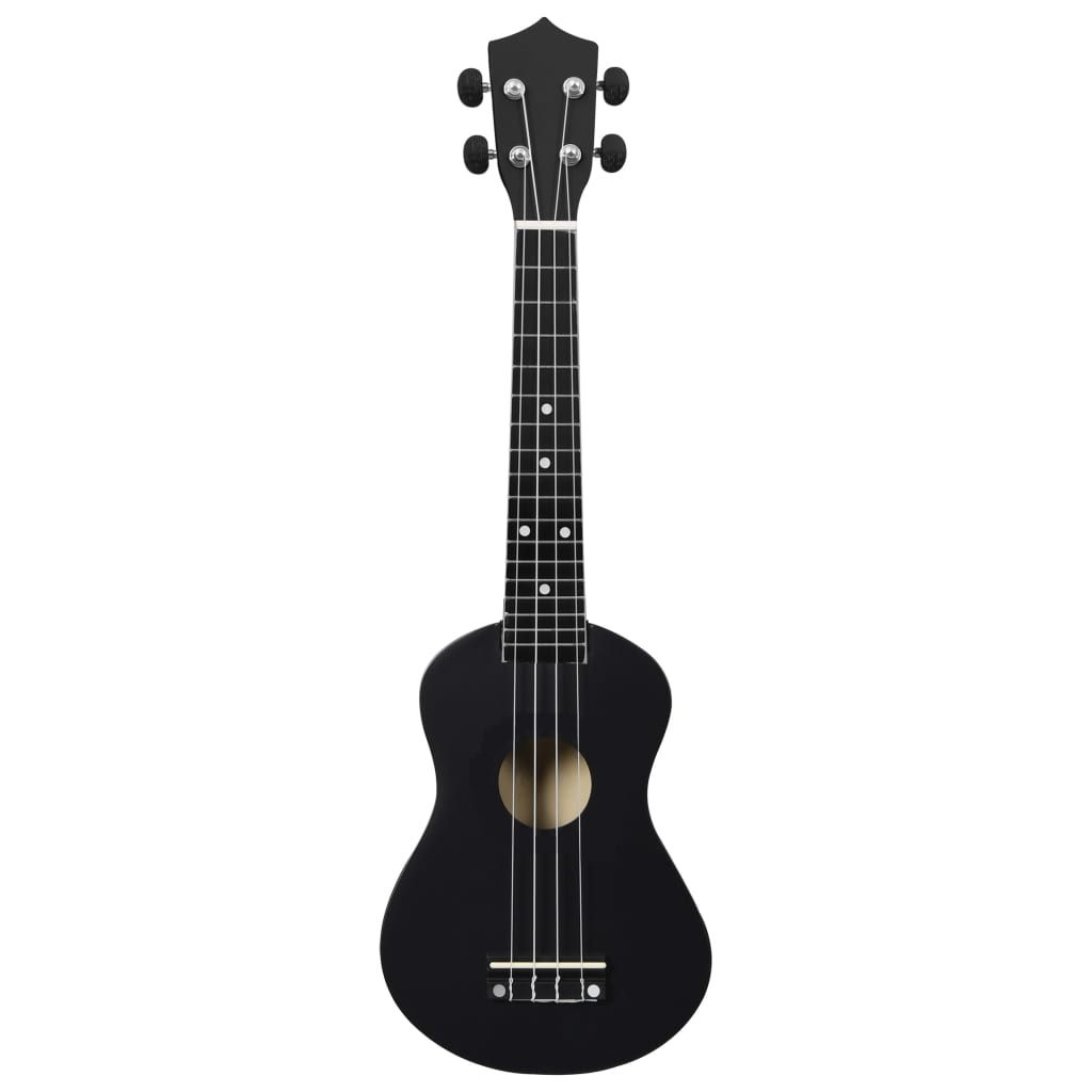 Sopran-ukulele sett med veske for barn svart 23"