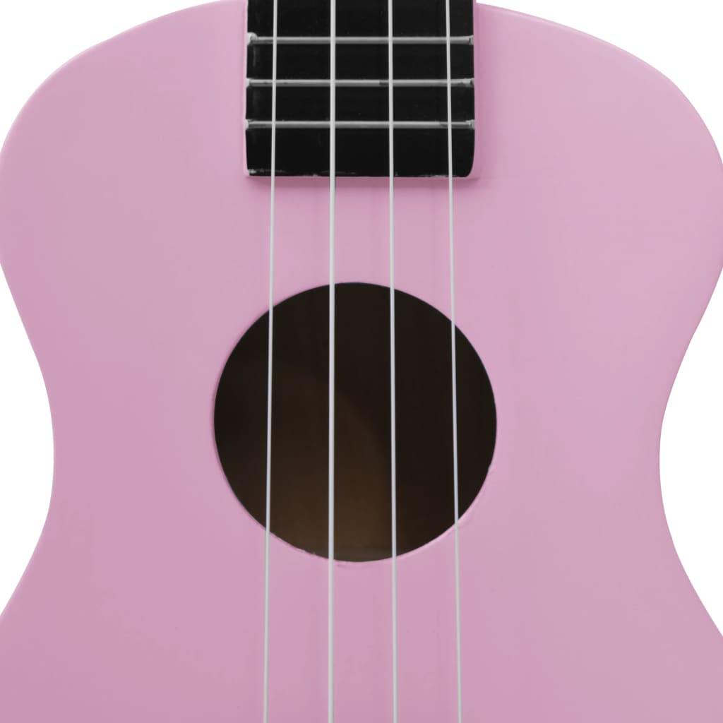 Sopran-ukulele sett med veske for barn rosa 23"