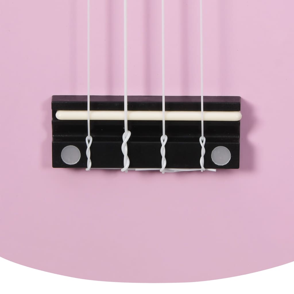 Sopran-ukulele sett med veske for barn rosa 23"