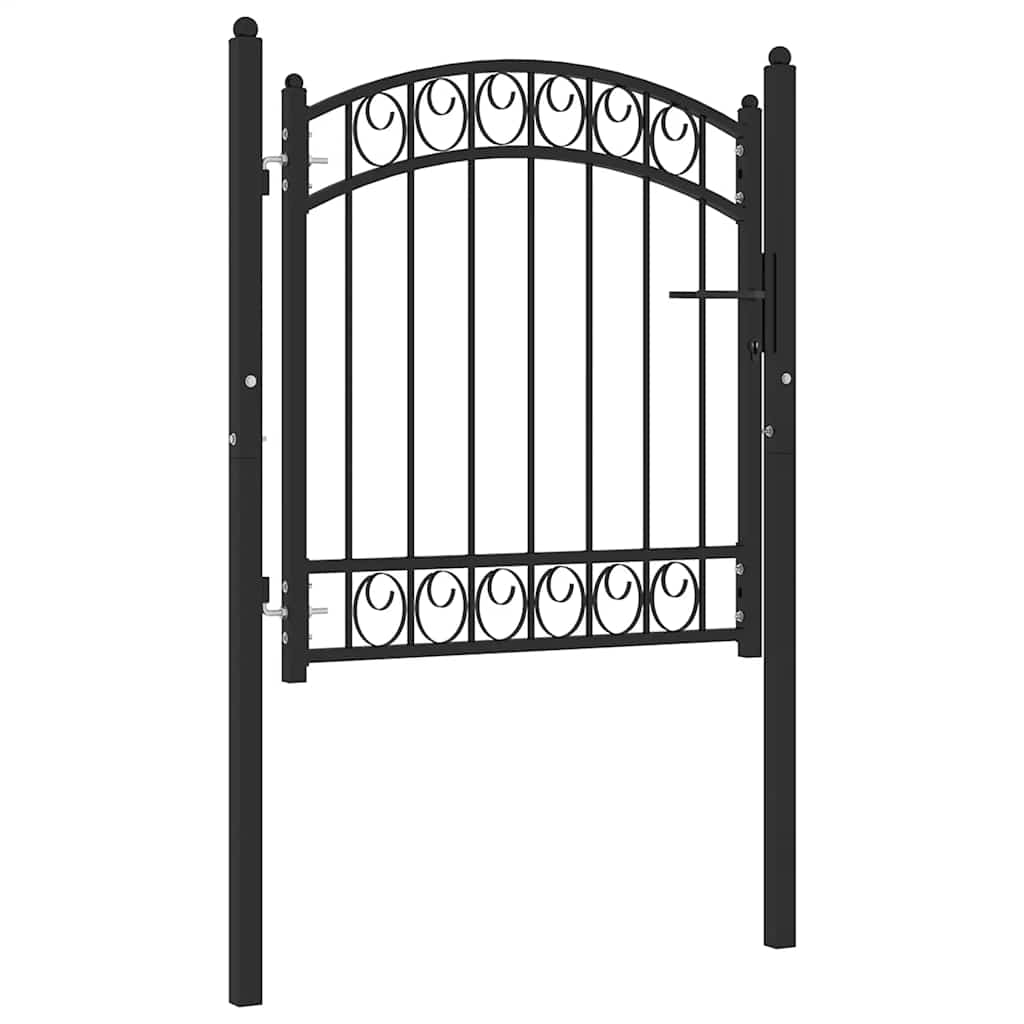Gjerdeport EMMEN med buet topp stål 100x86 cm svart