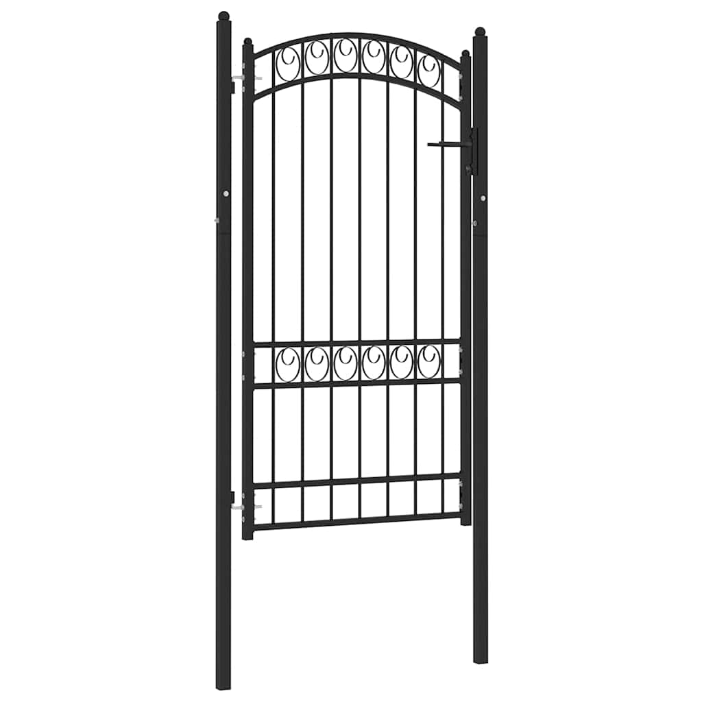 Gjerdeport EMMEN med buet topp stål 100x123,5 cm svart
