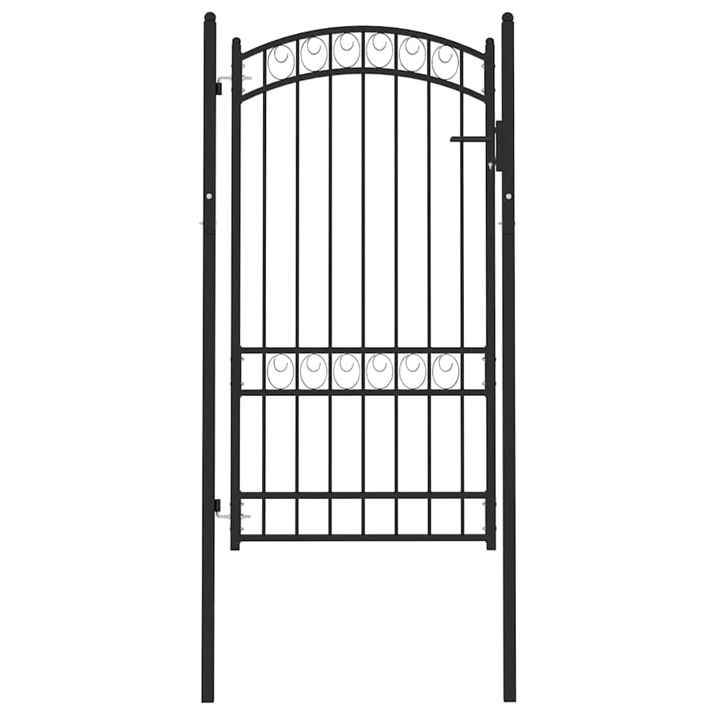 Gjerdeport EMMEN med buet topp stål 100x123,5 cm svart
