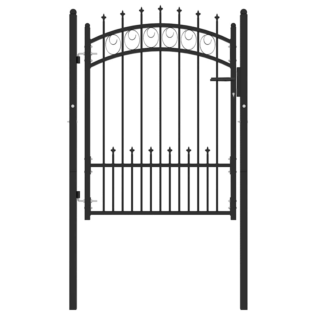 Gjerdeport EMMEN med pigger stål 104x109,5 cm svart