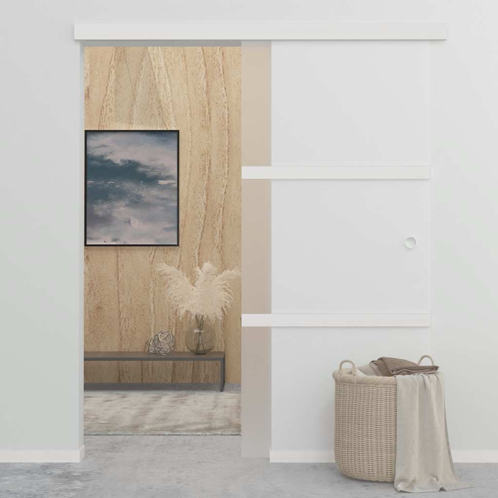 Skyvedør ESG-glass og aluminium 90x212 cm sølv