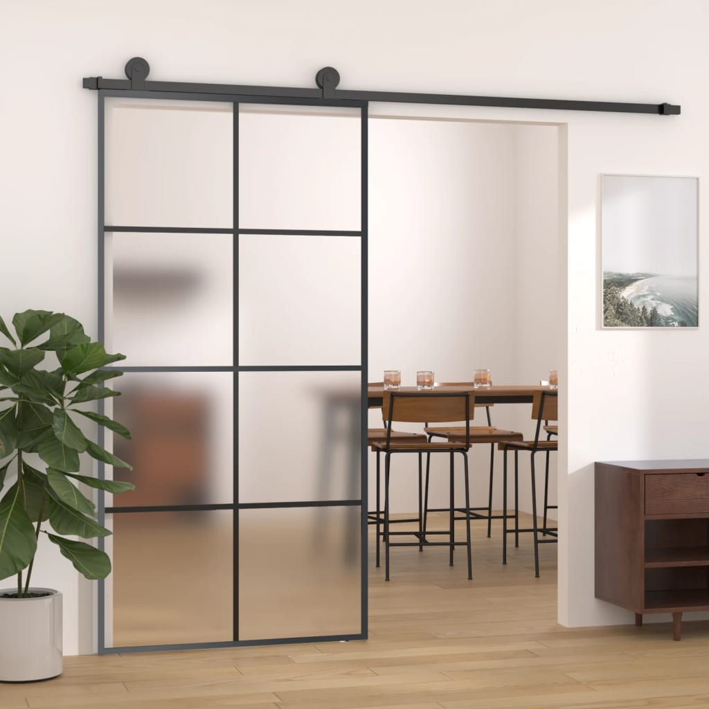 Skyvedør aluminium og ESG-glass 102,5x205 cm svart
