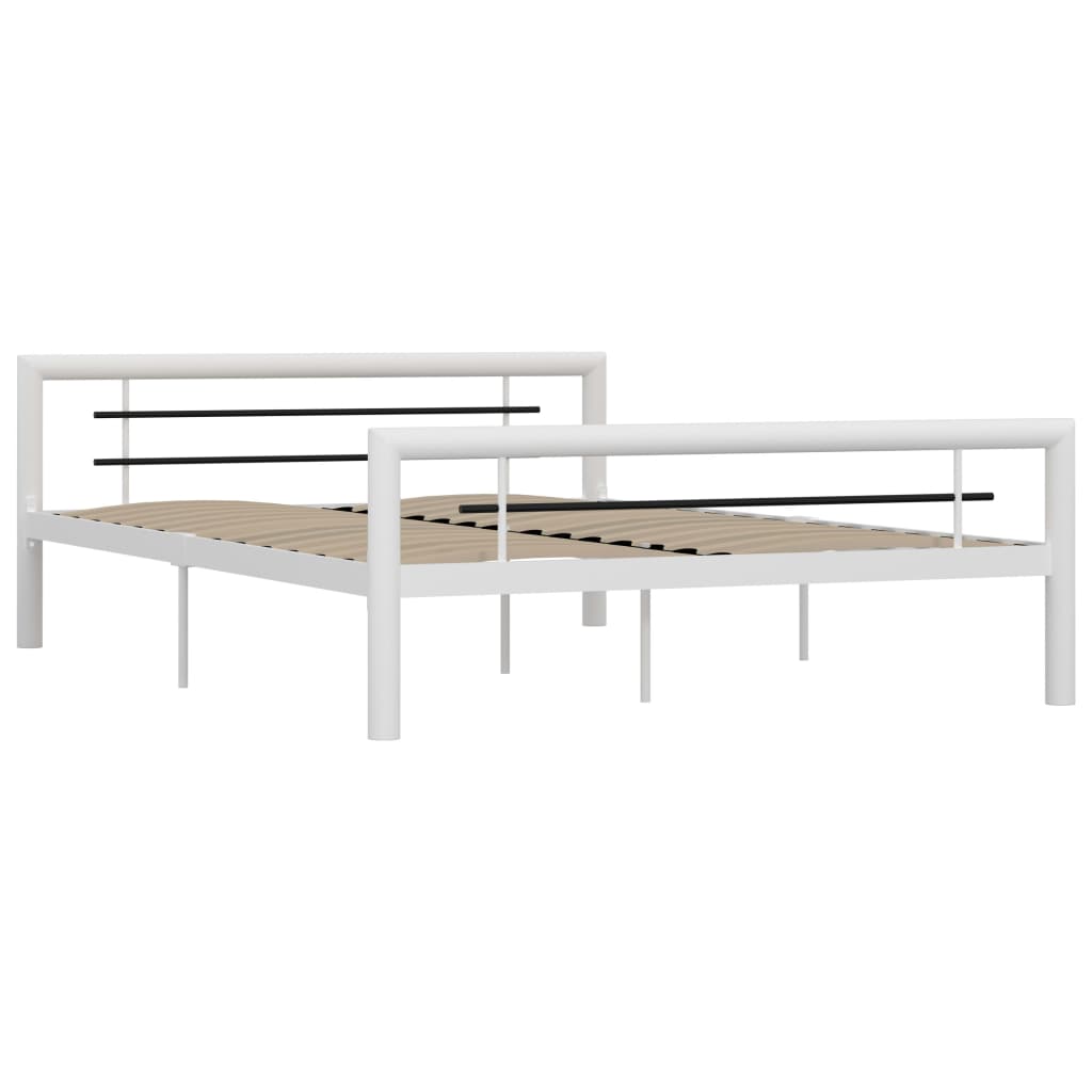 Sengeramme hvit og svart metall 120x200 cm