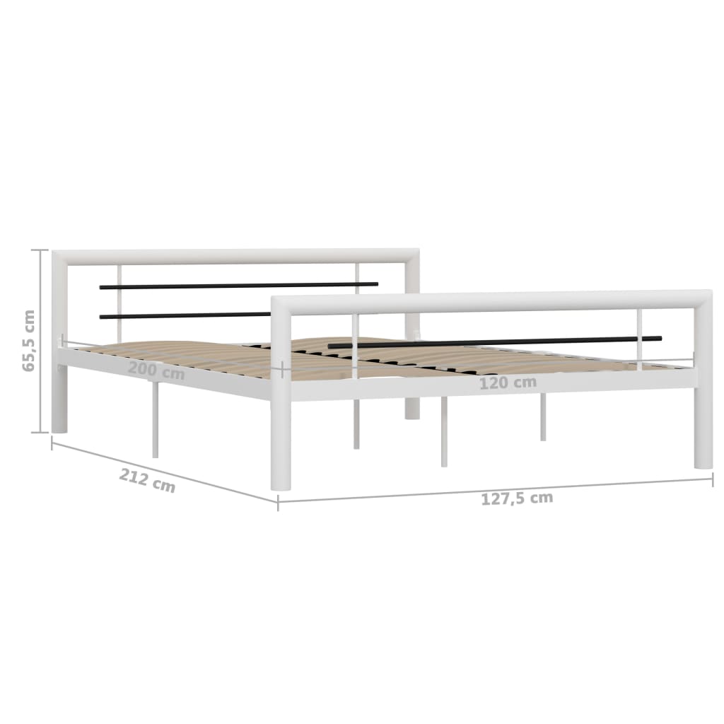 Sengeramme hvit og svart metall 120x200 cm
