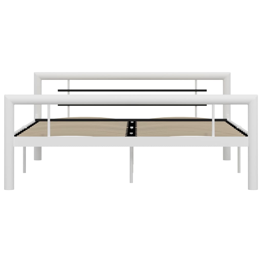 Sengeramme hvit og svart metall 160x200 cm