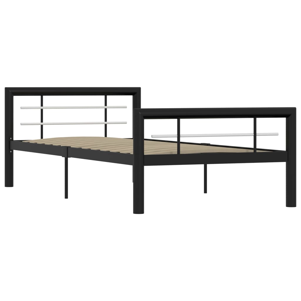 Sengeramme svart og hvit metall 90x200 cm