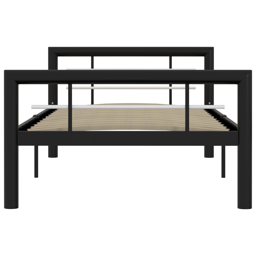 Sengeramme svart og hvit metall 100x200 cm