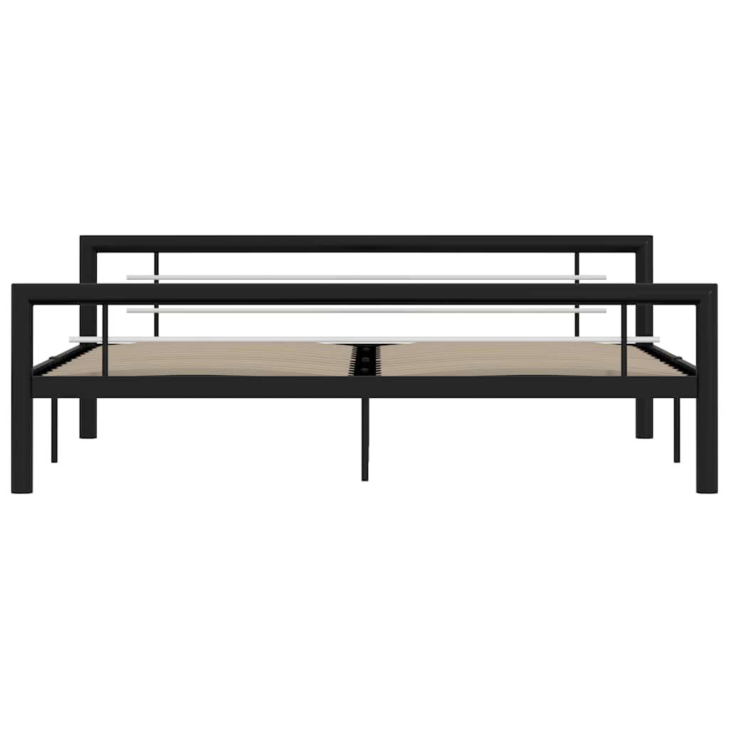 Sengeramme svart og hvit metall 180x200 cm