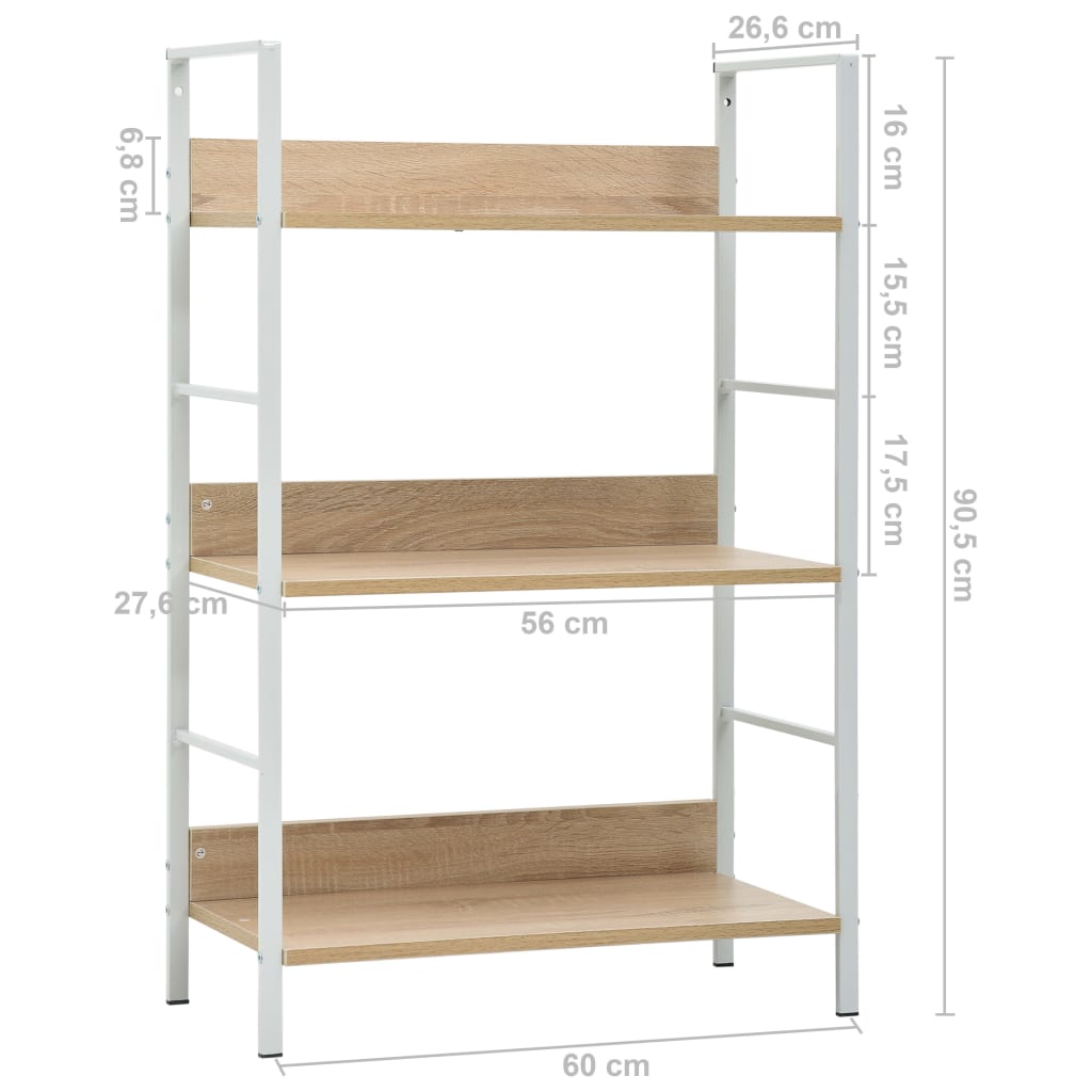 Bokhylle 3 lag eik 60x27,6x90,5 cm konstruert tre