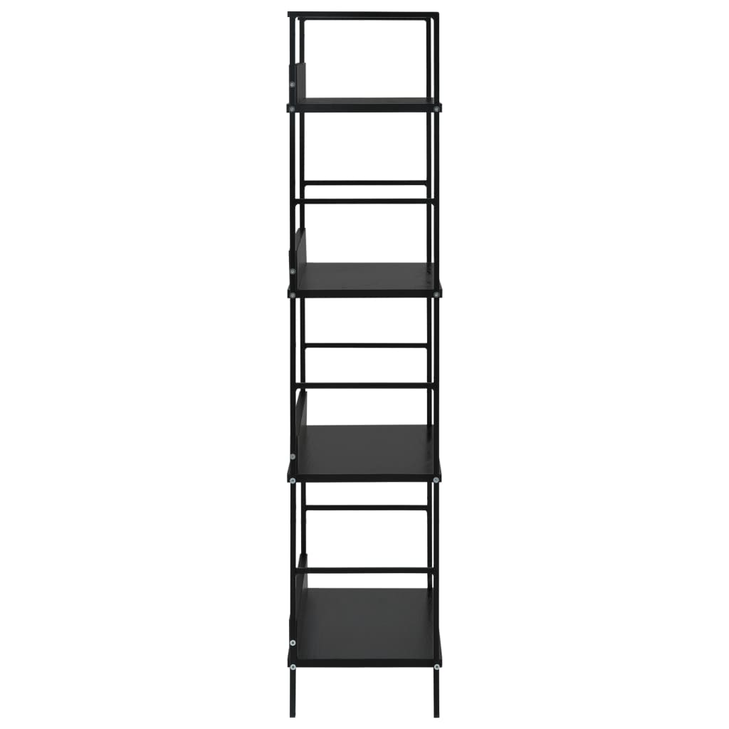 Bokhylle 4 lag svart 60x27,6x124,5 cm konstruert tre