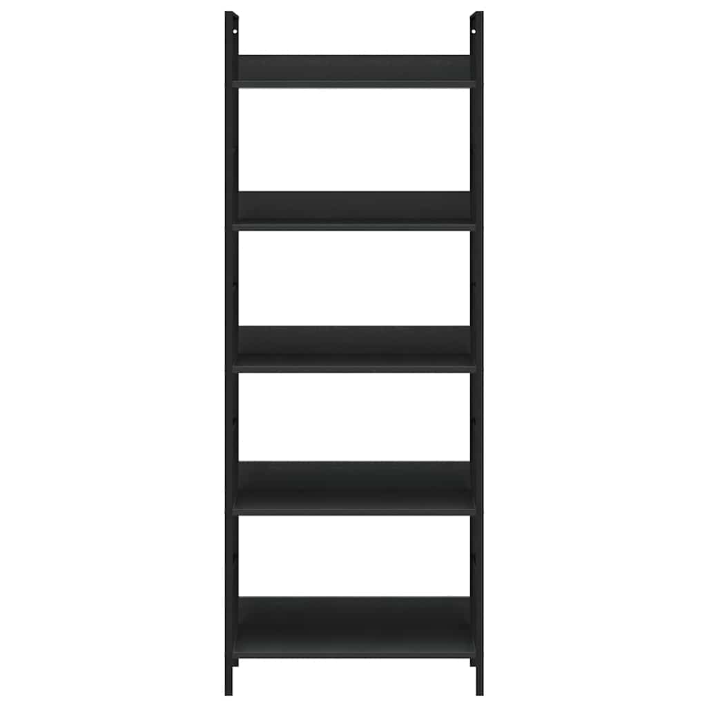Bokhylle 5 lag svart 60x27,6x158,5 cm konstruert tre