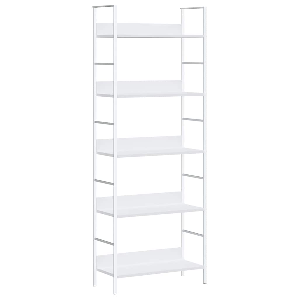 Bokhylle 5 lag hvit 60x27,6x158,5 cm konstruert tre
