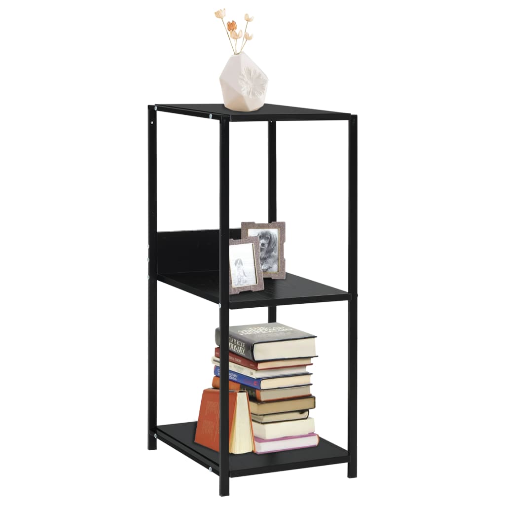 Liten rett bokhylle svart 33,5x39,6x79,7 cm konstruert tre