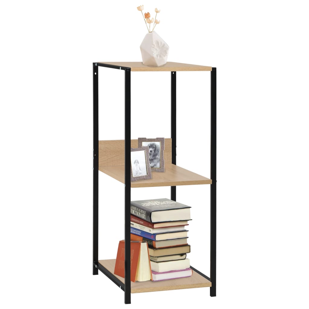Liten rett bokhylle svart eik 33,5x39,6x79,7 cm konstruert tre