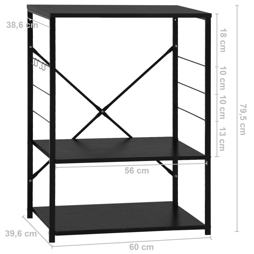 Hylle til mikrobølgeovn svart 60x39,6x79,5 cm konstruert tre