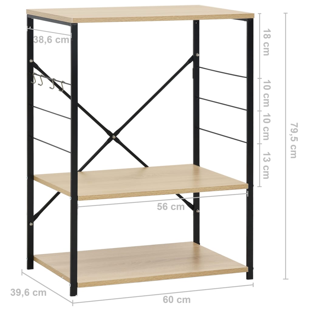 Hylle til mikrobølgeovn svart eik 60x39,6x79,5cm konstruert tre
