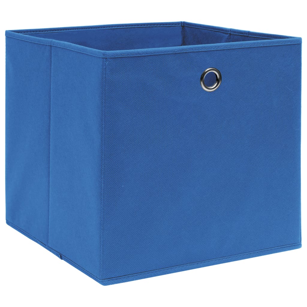Oppbevaringsbokser 10 stk blå 32x32x32 cm stoff