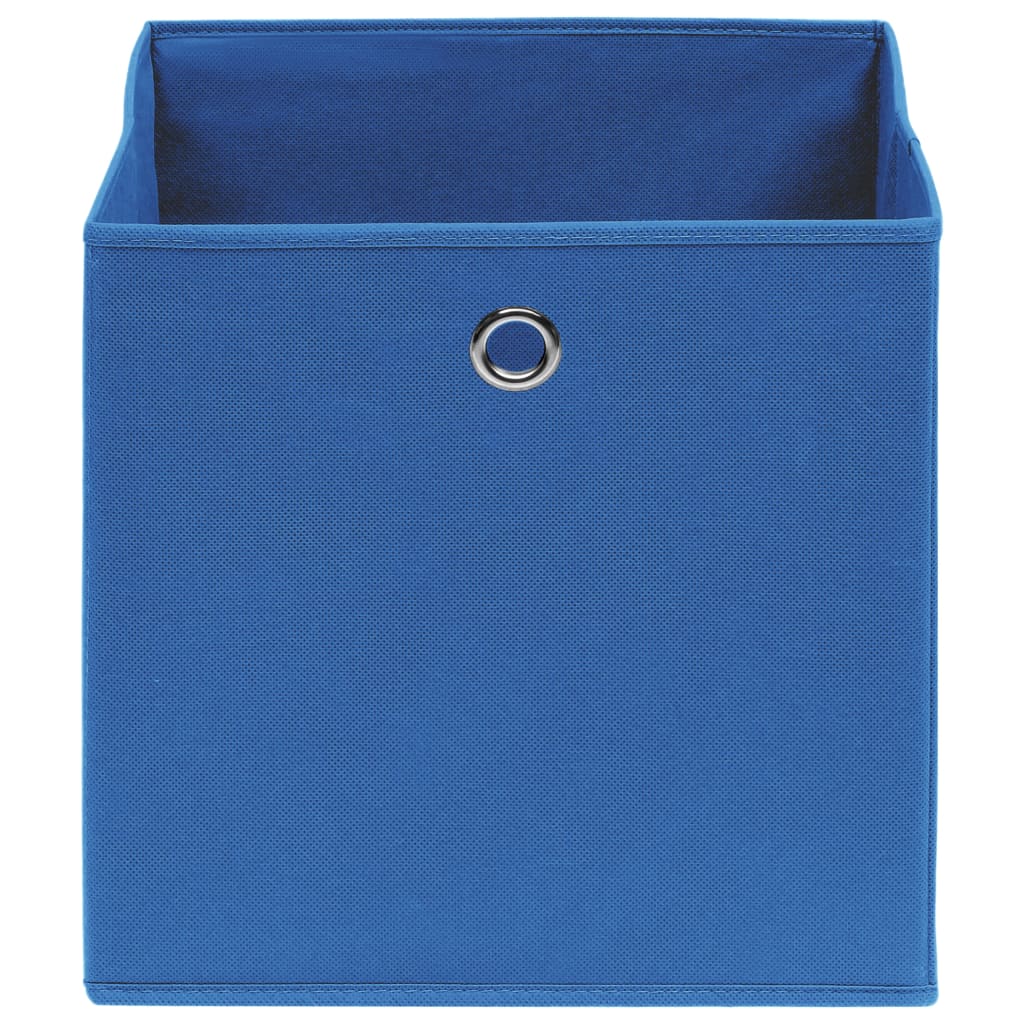 Oppbevaringsbokser 10 stk blå 32x32x32 cm stoff