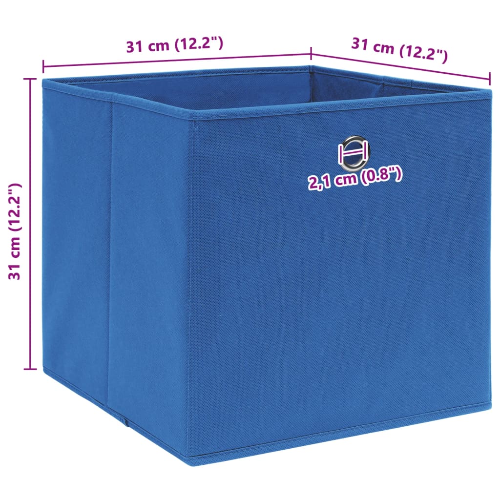 Oppbevaringsbokser 10 stk blå 32x32x32 cm stoff