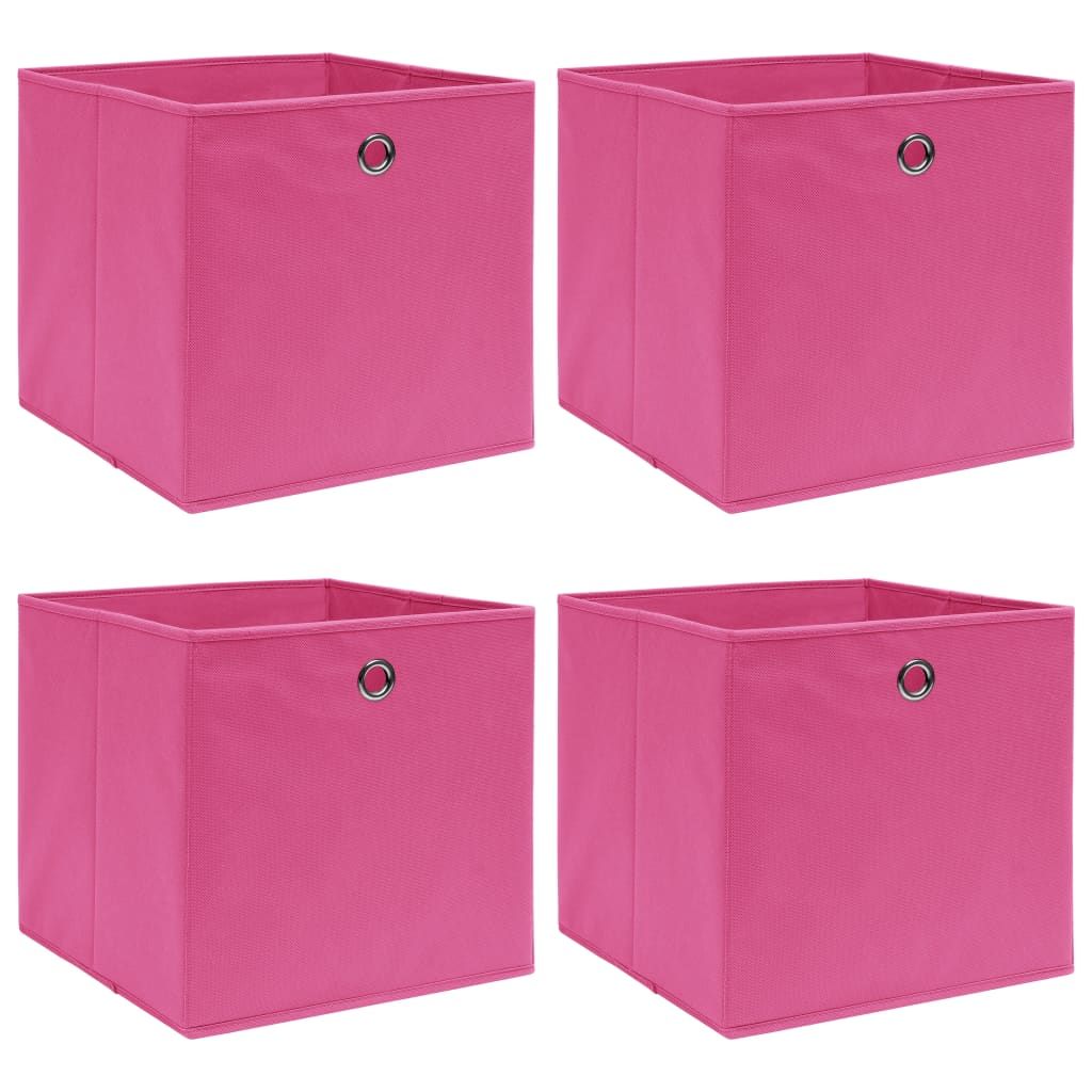 Oppbevaringsbokser 4 stk rosa 32x32x32 cm stoff