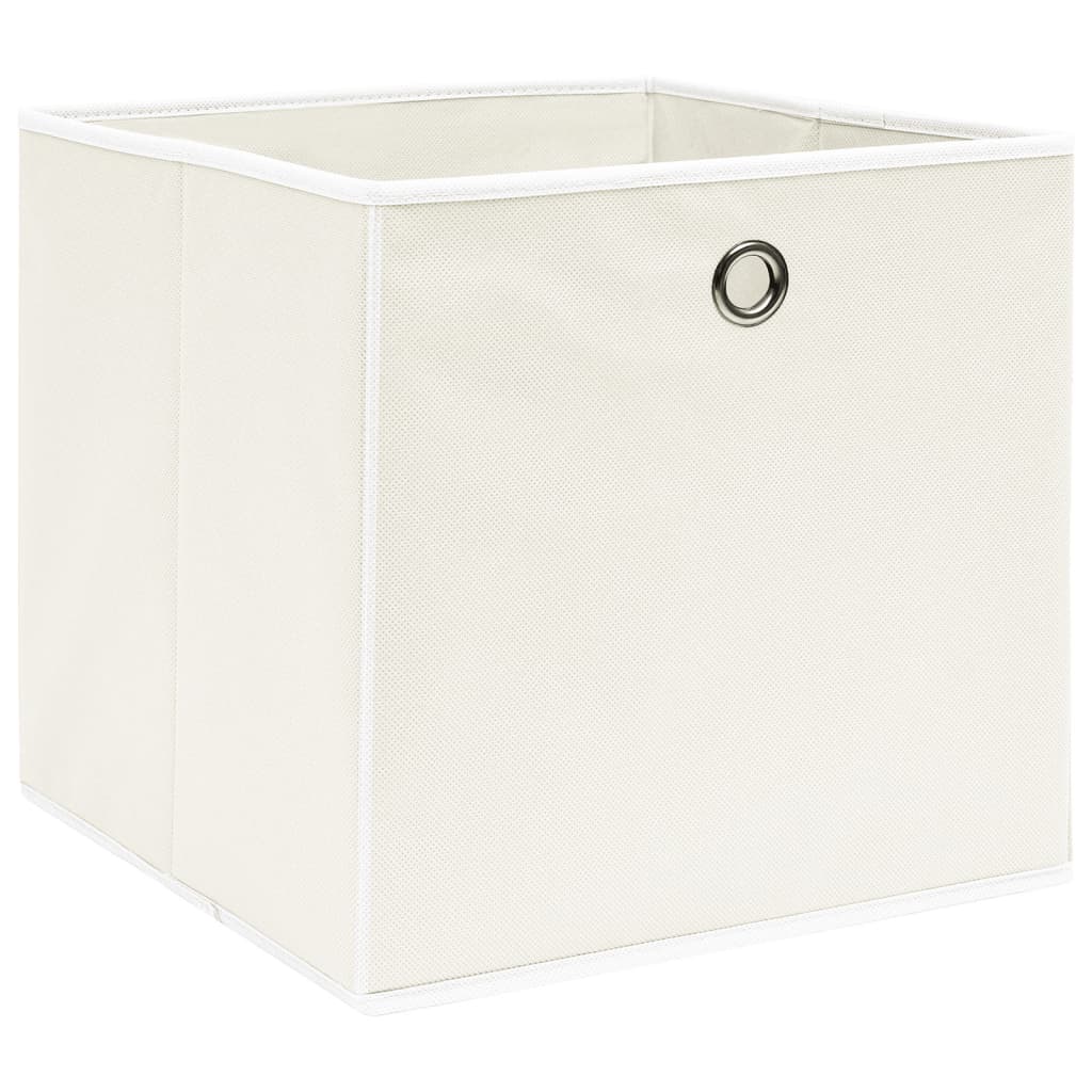 Oppbevaringsbokser 4 stk hvit 32x32x32 cm stoff