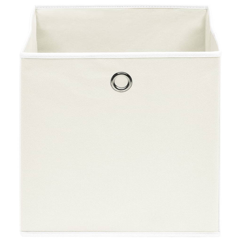 Oppbevaringsbokser 10 stk hvit 32x32x32 cm stoff