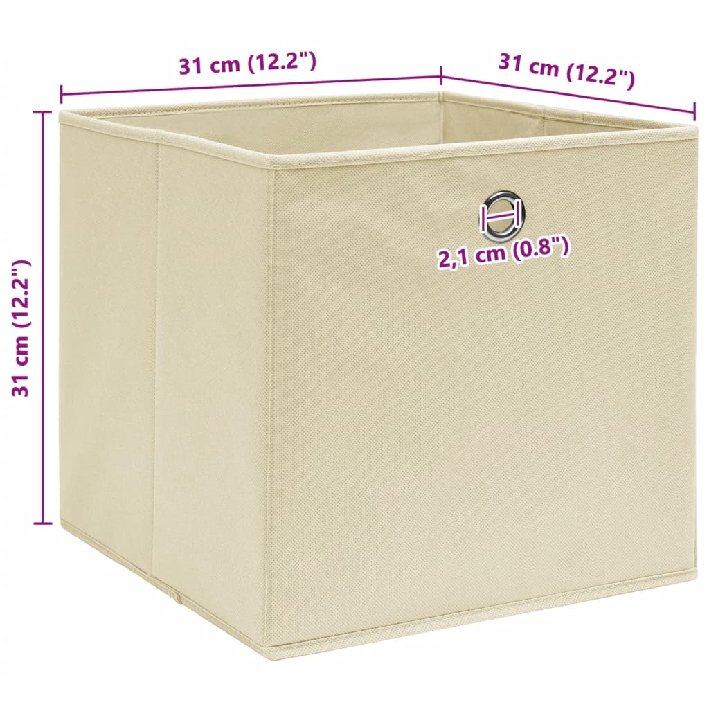 Oppbevaringsbokser 4 stk kremhvit 32x32x32 cm stoff