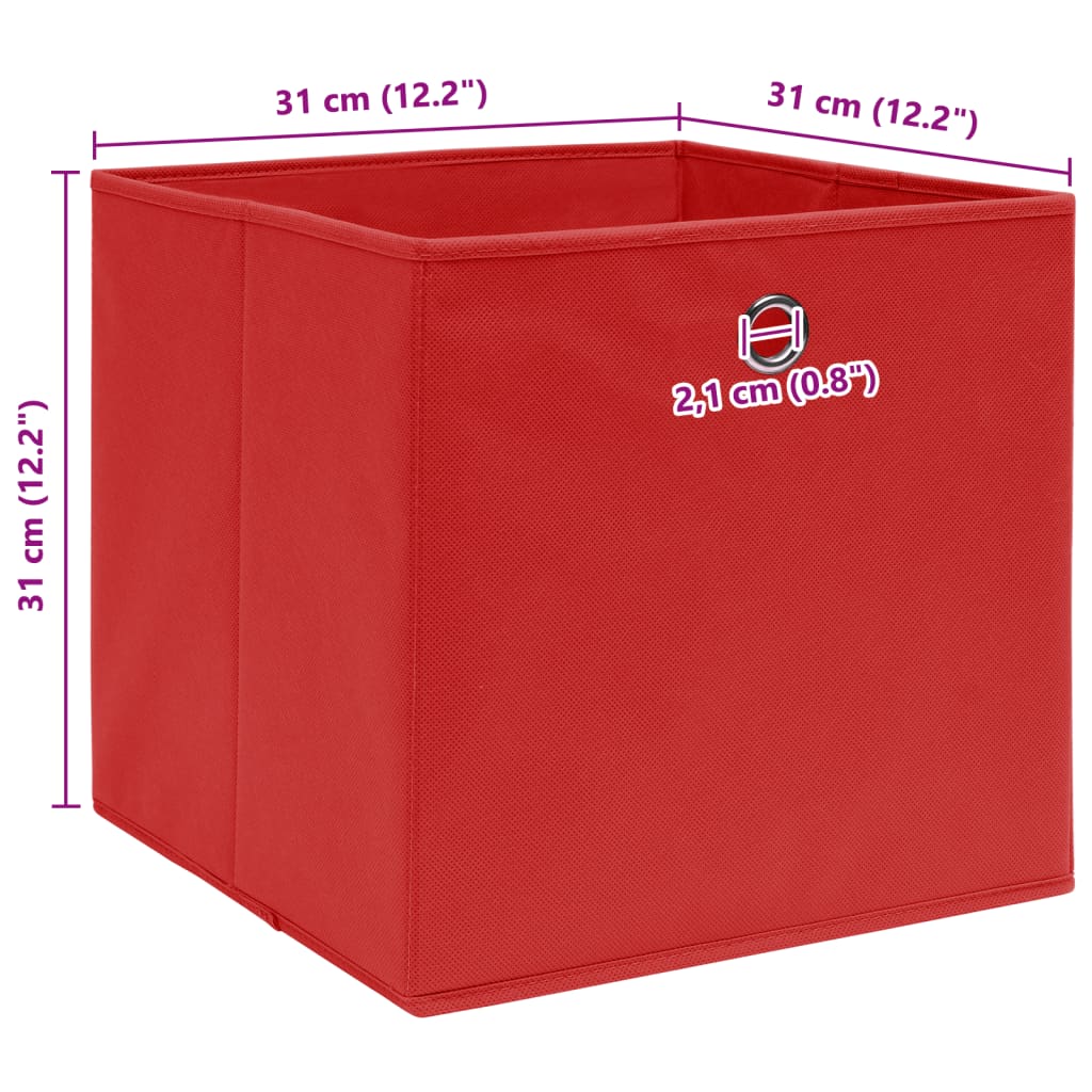 Oppbevaringsbokser 10 stk rød 32x32x32 cm stoff