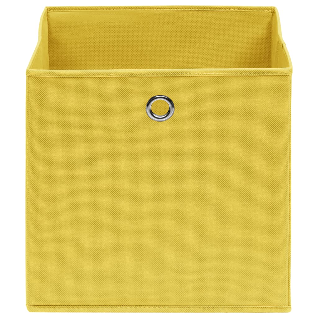 Oppbevaringsbokser 10 stk gul 32x32x32 cm stoff