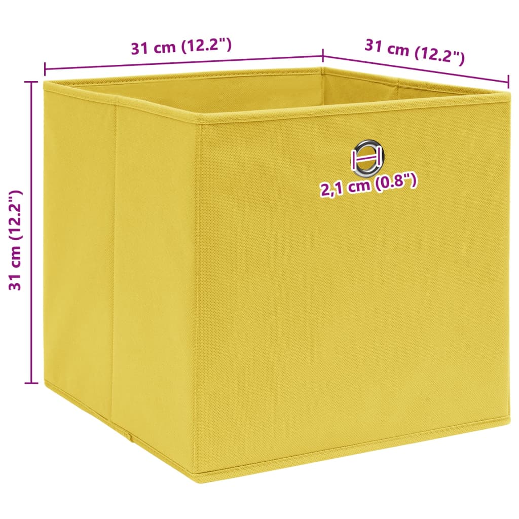 Oppbevaringsbokser 10 stk gul 32x32x32 cm stoff
