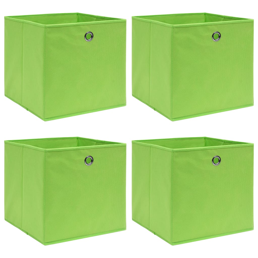 Oppbevaringsbokser 4 stk grønn 32x32x32 cm stoff