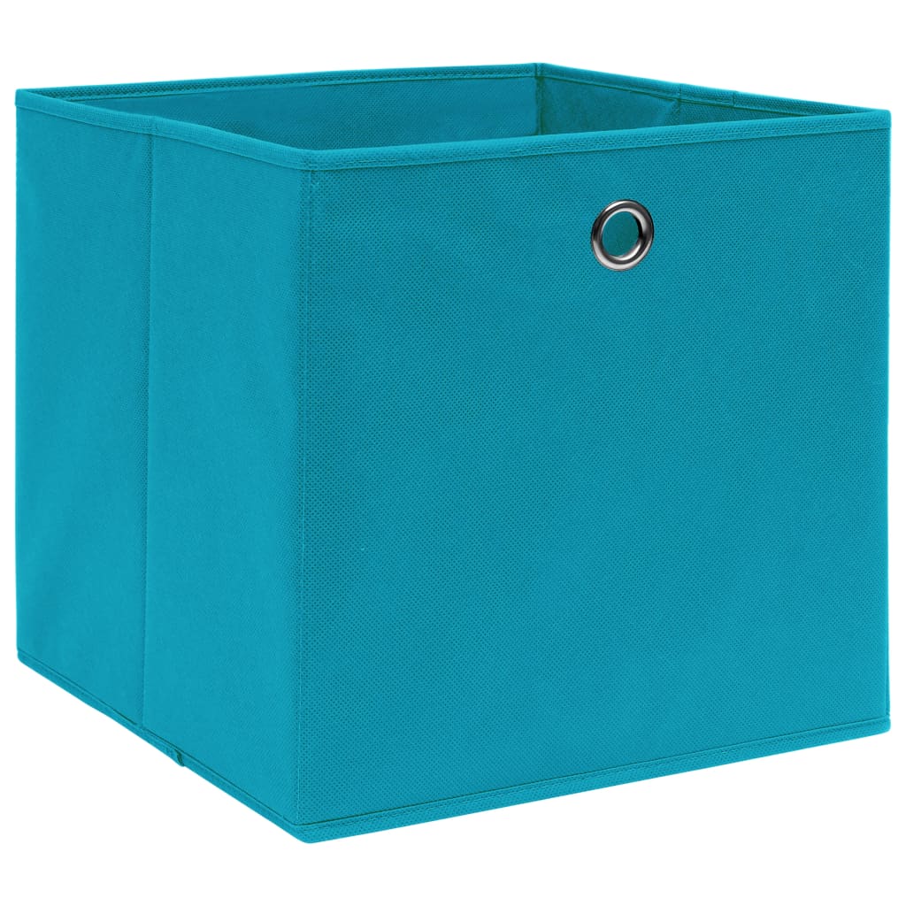 Oppbevaringsbokser 10 stk babyblå 32x32x32 cm stoff
