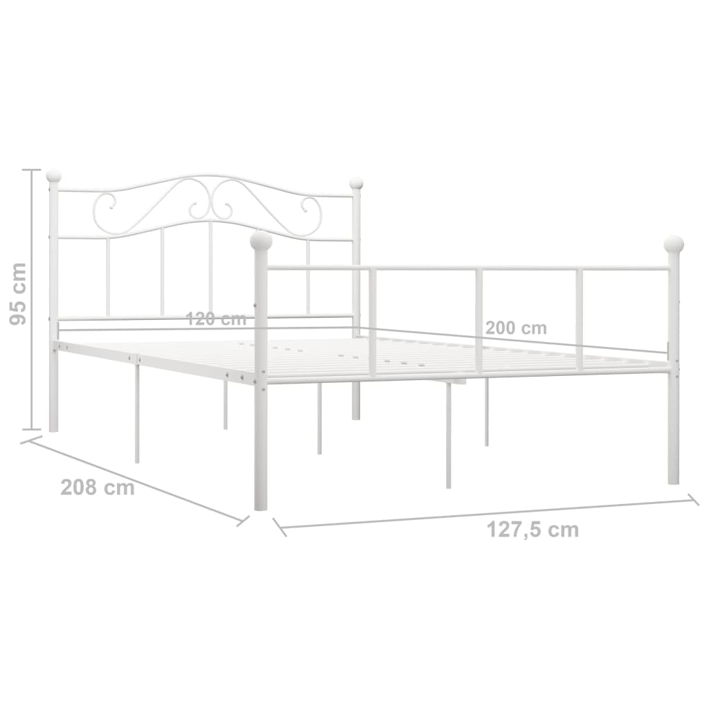 Sengeramme hvit metall 120x200 cm