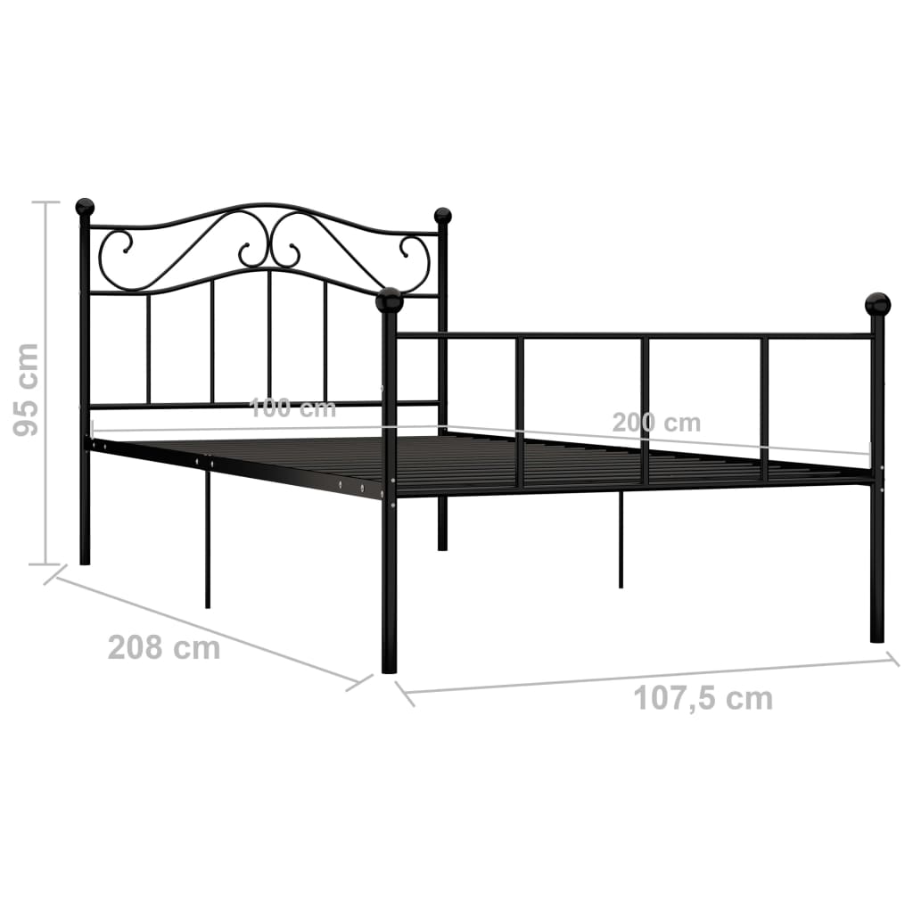 Sengeramme svart metall 100x200 cm