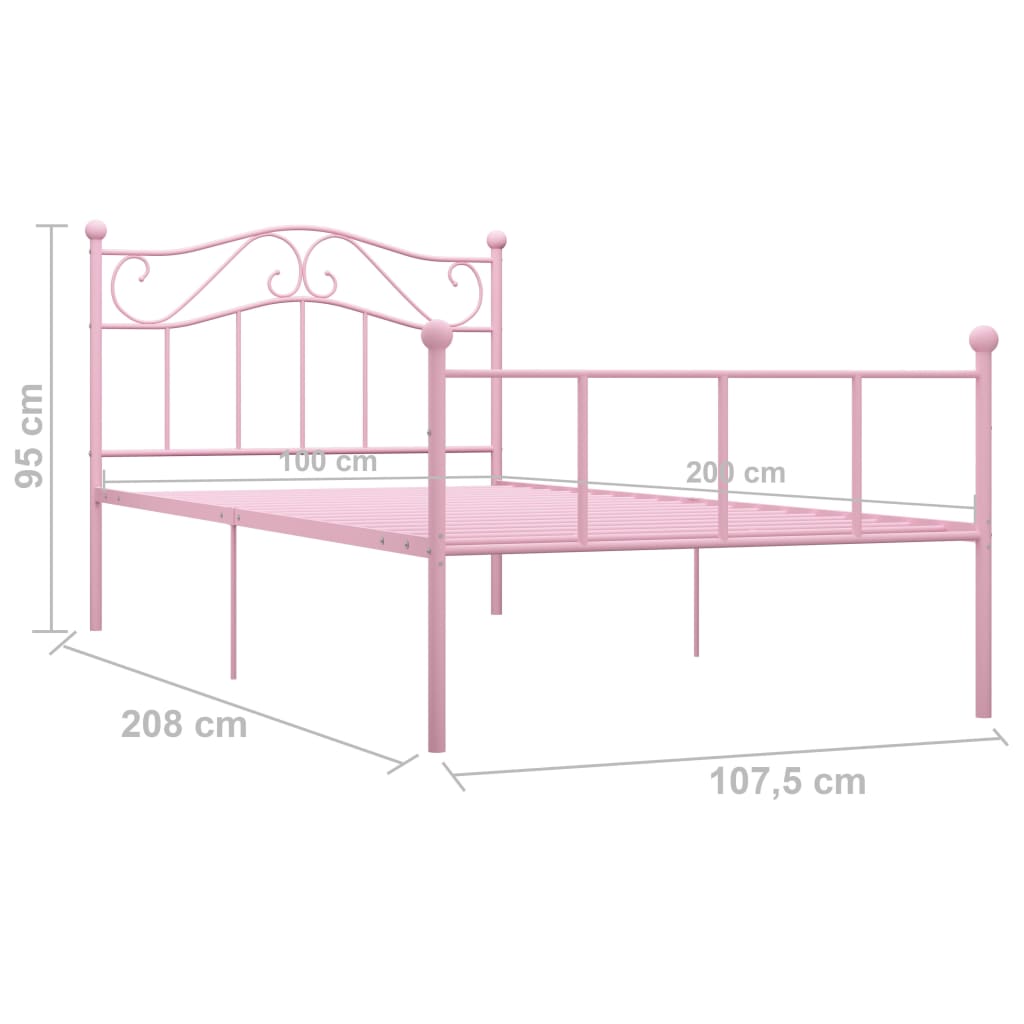 Sengeramme rosa metall 100x200 cm