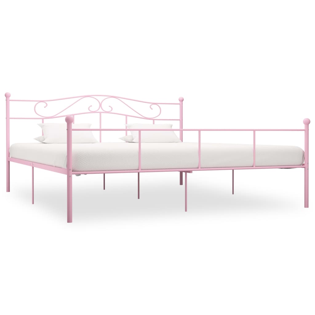 Sengeramme rosa metall 200x200 cm