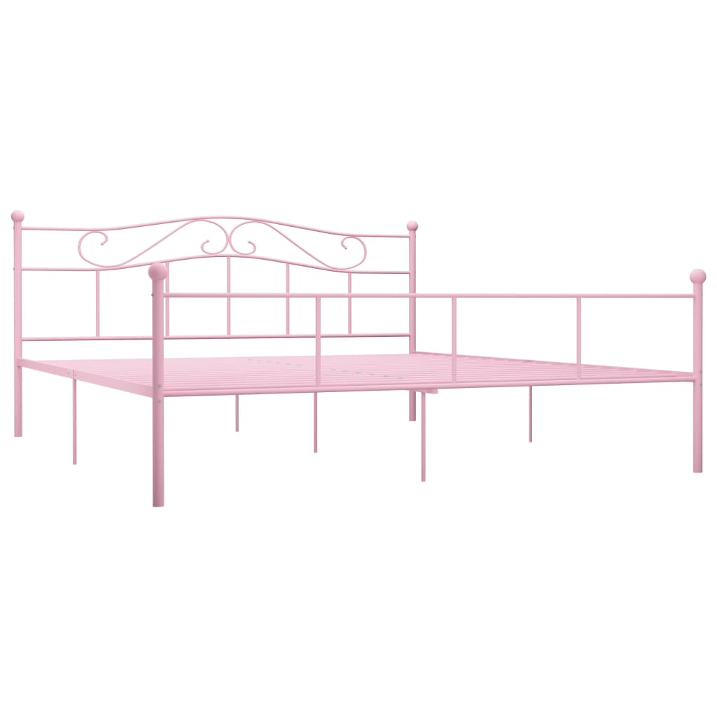 Sengeramme rosa metall 200x200 cm
