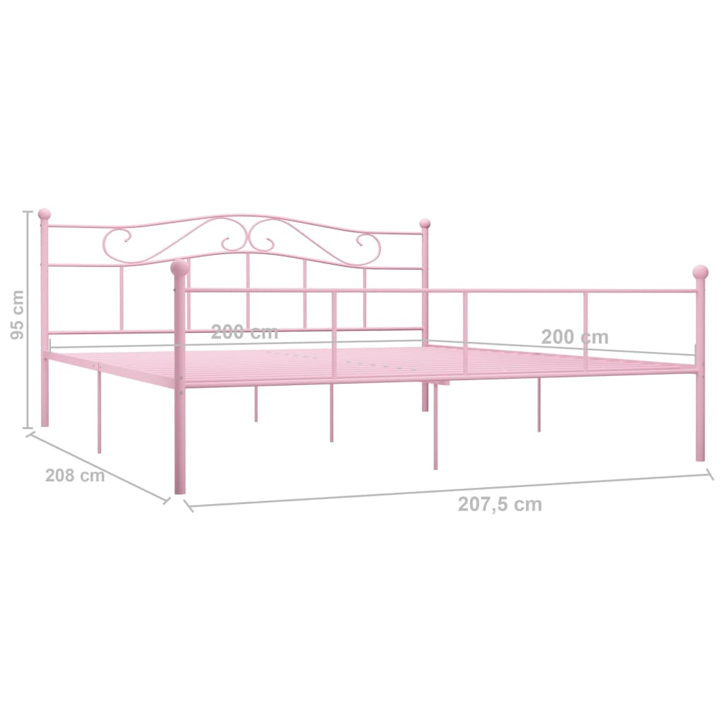 Sengeramme rosa metall 200x200 cm